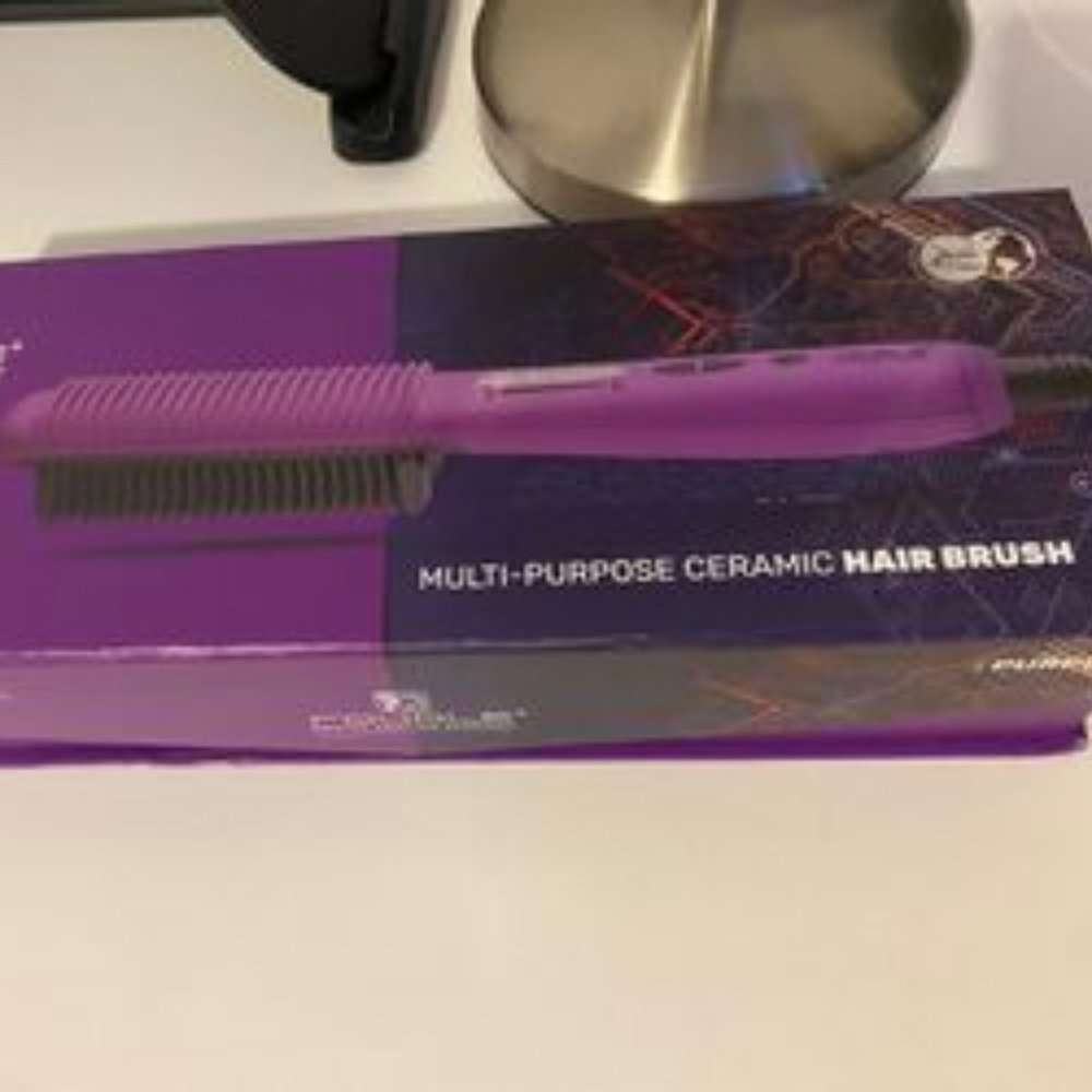 ROYALE MULTI PURPOSE CERAMIC HAIR BRUSH-TEMPRATURE CONTROL-PURPLE-NEW-SEALED
